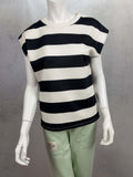 Kurzarmshirt mit breiten schwarzen und weissen Streifen und lockerem Schnitt