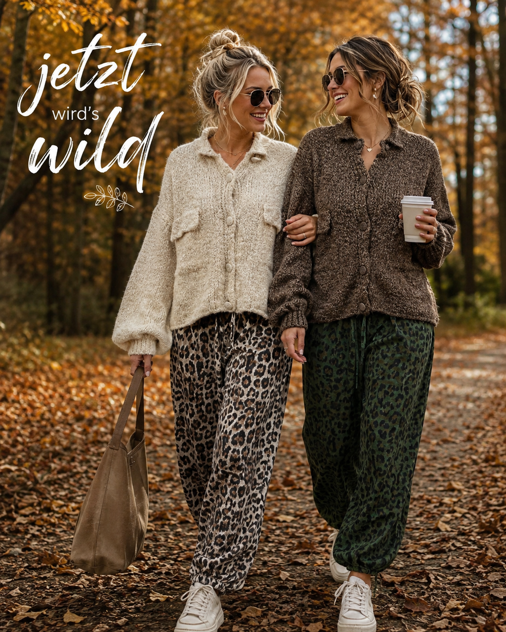 Diese laessige Damen Hose setzt mit ihrem auffaelligen Leo-Print ein modisches Statement. Der elastische Bund und der praktische Tunnelzug sorgen fuer einen bequemen Sitz. Die gerade, locker fallende Passform macht die Hose zum vielseitigen Begleiter fuer entspannte Alltagslooks. Erhaeltlich in klassischem Leo Braun und trendigem Leo Gruen.